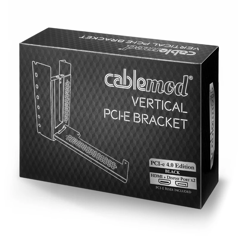 CableMod Vertical PCI-e Bracket PCI-e 4.0 Edition, HDMI + DisplayPort, Black