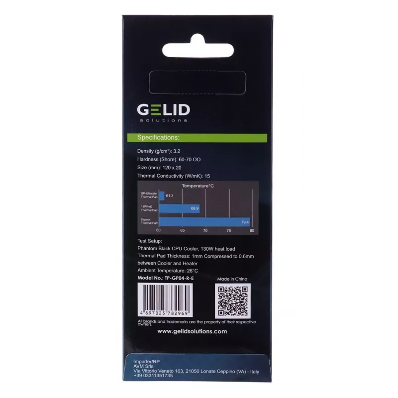 Thermal pad Gelid TP-GP04-R-E 120×20×3.0 mm, density 3.2 g/cm³, 1 pc
