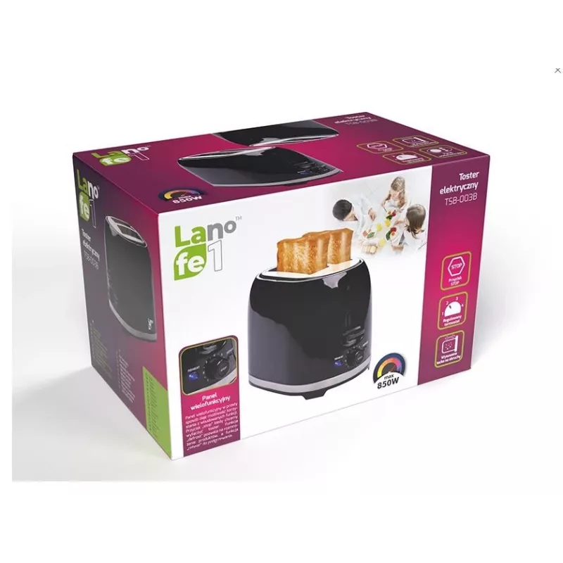 Toaster LAFE TSB003B 2-slice 850W, adjustable browning, removable crumb tray