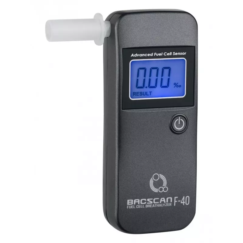 Breath alcohol tester BACscan F-40, contactless, BAC 0–4%, 1% accuracy, 20s warm-up, LCD, battery AAA×2