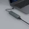 SAVIO USB-A hub with RJ-45 Gigabit Ethernet AK-57 — 3× USB-A + RJ-45, USB 3.2 Gen 1 Micro‑B host, 5 Gbit/s, 4 ports, grey