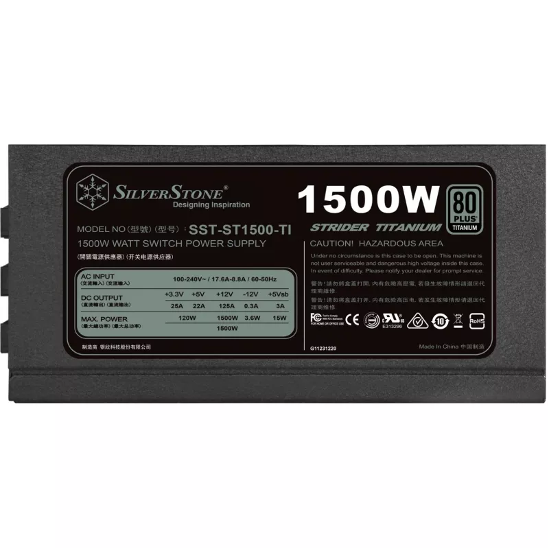 Silverstone SST-ST1500-TI v1.1 Power Supply 80 PLUS Titanium, modular - 1500 Watt (SST-ST1500-TI v1.1)