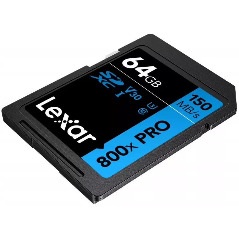 SDXC flash memory Lexar 64 GB UHS-I 800xPRO — Class 10, U3, V30, 150 MB/s