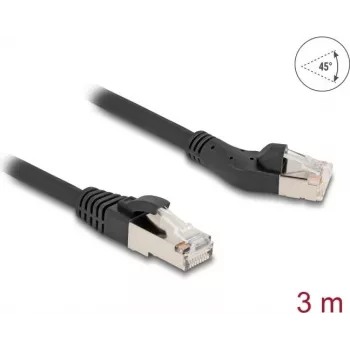 Network Cable DeLOCK RJ45 Cat.8.1 45° left angled to straight 3 m black