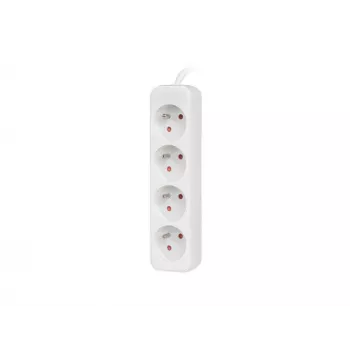 Power strip 1.5m, white, 4 sockets, cable made of solid copper