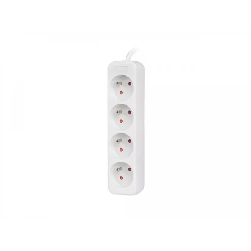 Power strip 1.5m, white, 4 sockets, cable made of solid copper