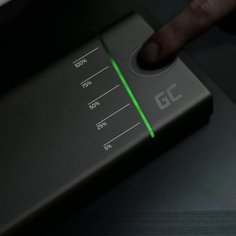 Portable battery Green Cell PowerPlay Ultra 26800 mAh, 128W output, Quick Charge 3.0, 2x USB‑C, 2x USB‑A, graphite