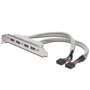 Slot Bracket Cable USB 2.0 HighSpeed Type 2xIDC (5pin)/4xUSB A M/F Grey 0.25m