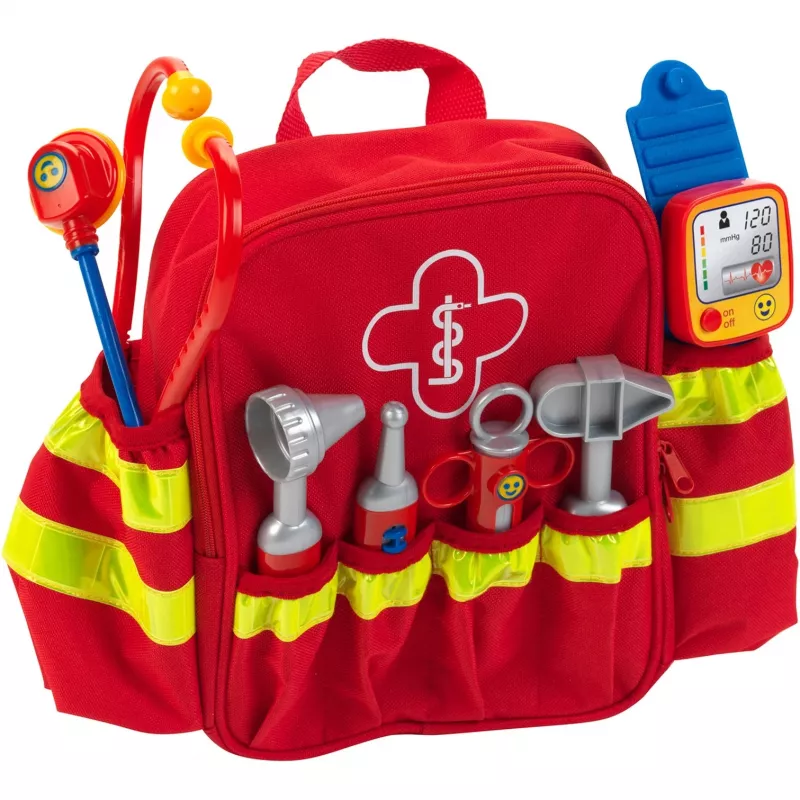 Theo Klein 4314 Emergency Rescue Backpack I with Stethoscope, Syringe and Much More I Electronic Blood Pressure Monitor with Sound I Toy for Children