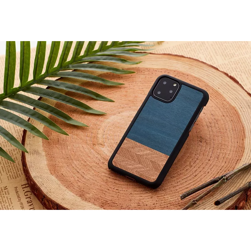 Phone case man and wood for iPhone 11 Pro Max — denim black protective cover