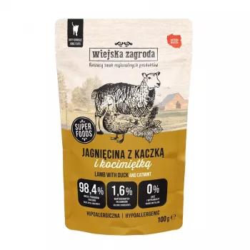 Wet cat food wiejskazagroda Lamb & Duck Catnip Adult 100 g, grain-free, gluten-free