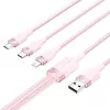 USB 2.0 A to 3in1 3A cable Vention CTPPG 1.5M pink