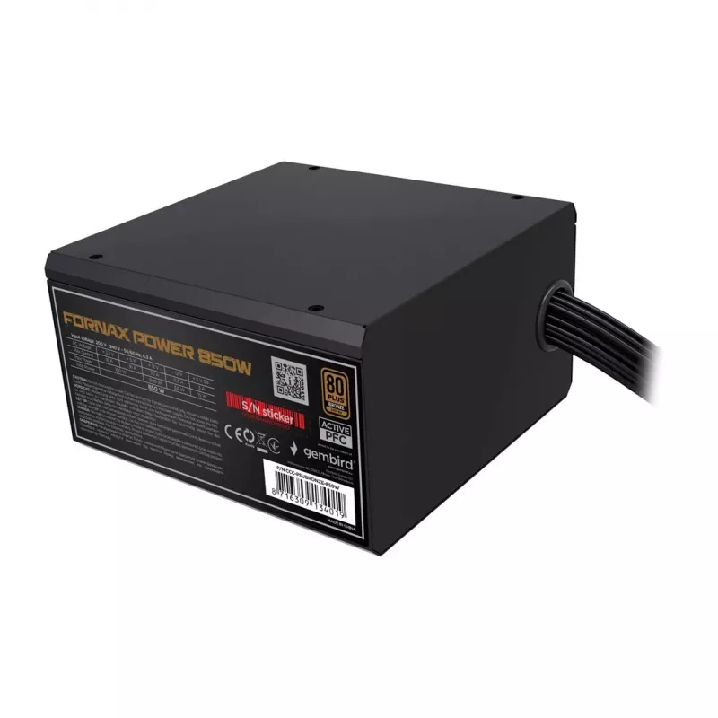 Gembird CCC-PSUBRONZE-850W Power supply unit Fornax Power 850W active PFC 12cm fan 80+Bronze color box