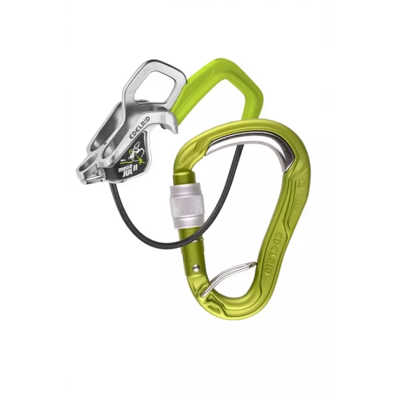 Belay kit EDELRID Mega Jul Bulletproof Screw II Oasis - belay device and screw-lock carabiner set