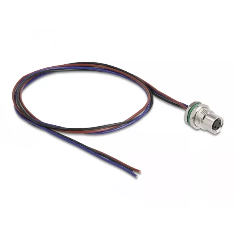 DeLOCK M8 panel-mount cable A-coded 3 pin female 0.5 m