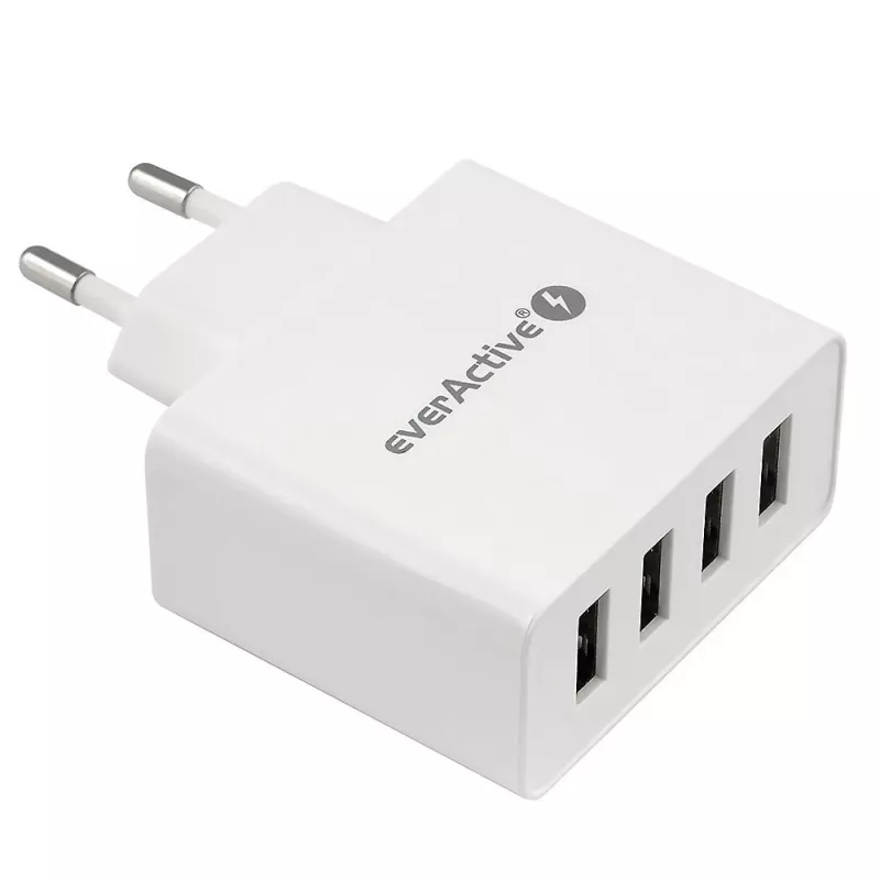 everActive phone charger SC400 with 4x USB ports, total 5A output, white