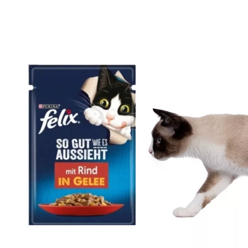 Wet cat food Purina Felix high protein 100 g sachet — fish & chicken flavour, adult cats, pack of 120