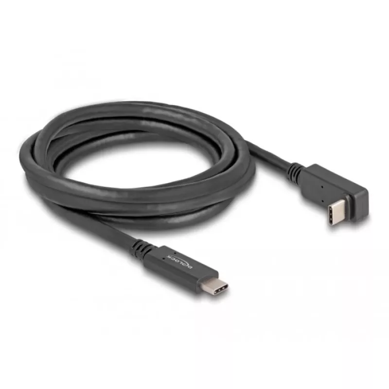 DeLOCK USB Cable USB Type-C male to USB Type-C male angled 2m 5Gbps 4K PD 60W