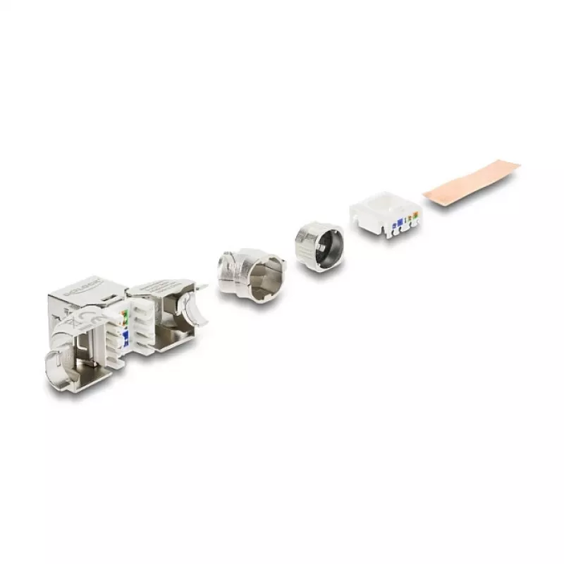 DELOCK Keystone Module RJ45 jack to LSA Cat.6A tool-free 45° angled shielded with metal latch