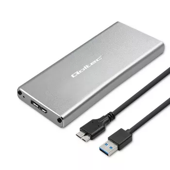 Aluminum enclosure QOLTEC 51833 for M.2 SSD, SATA to USB 3.0, supports up to 2TB