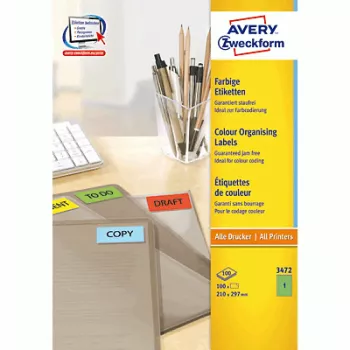 Self-adhesive printer label AVERY 3472 Green 210 x 297 mm