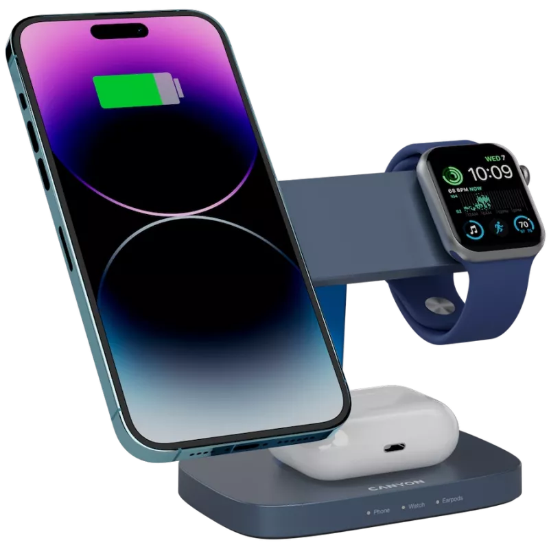 Wireless Charging Stand CANYON WCS-310 Canyon Dark Grey – Qi-compatible upright charger
