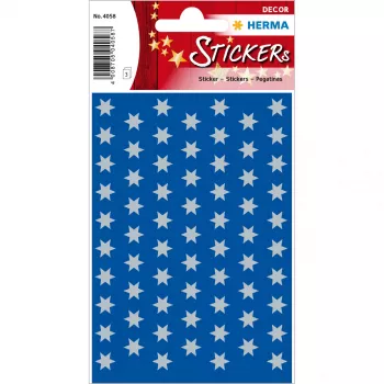 HERMA stars 6-pointed Silver Paper Stickers 8mm Permanent Adhesive 201 pcs