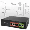 Ethernet PoE Switch QOLTEC 52289 — 4x RJ45 PoE ports, 2x RJ45 uplink, 65W power budget
