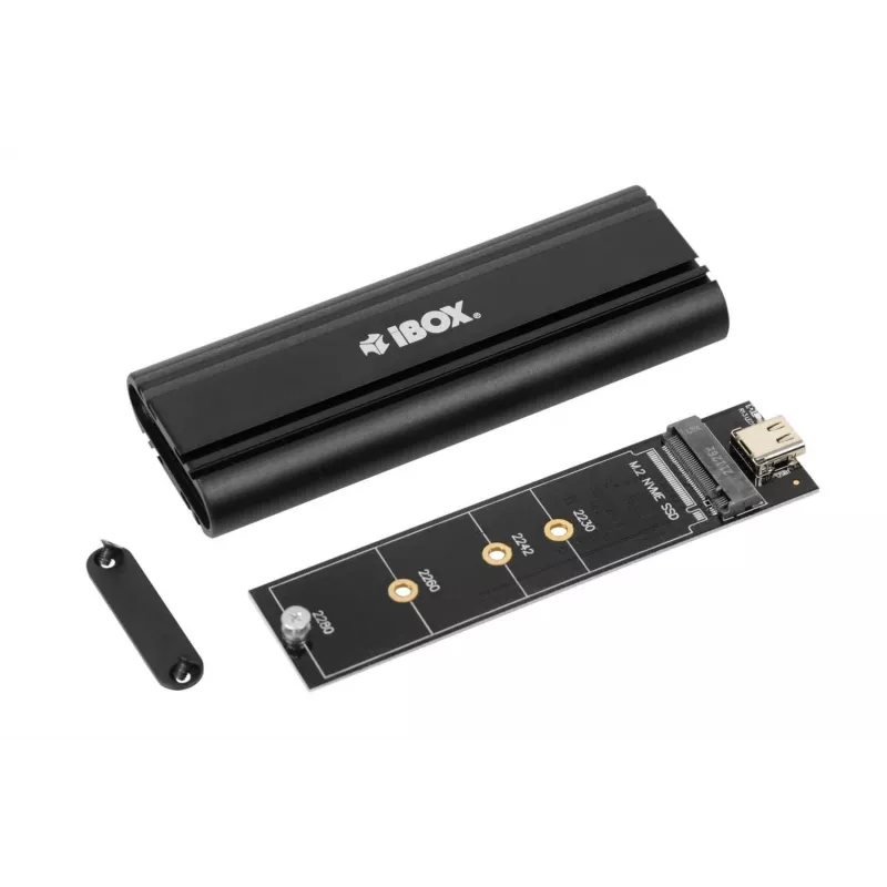 SSD enclosure IBOX HD-07 for 1x M.2 drive, USB 3.2 Gen 2 (10 Gbit/s), USB-C, black