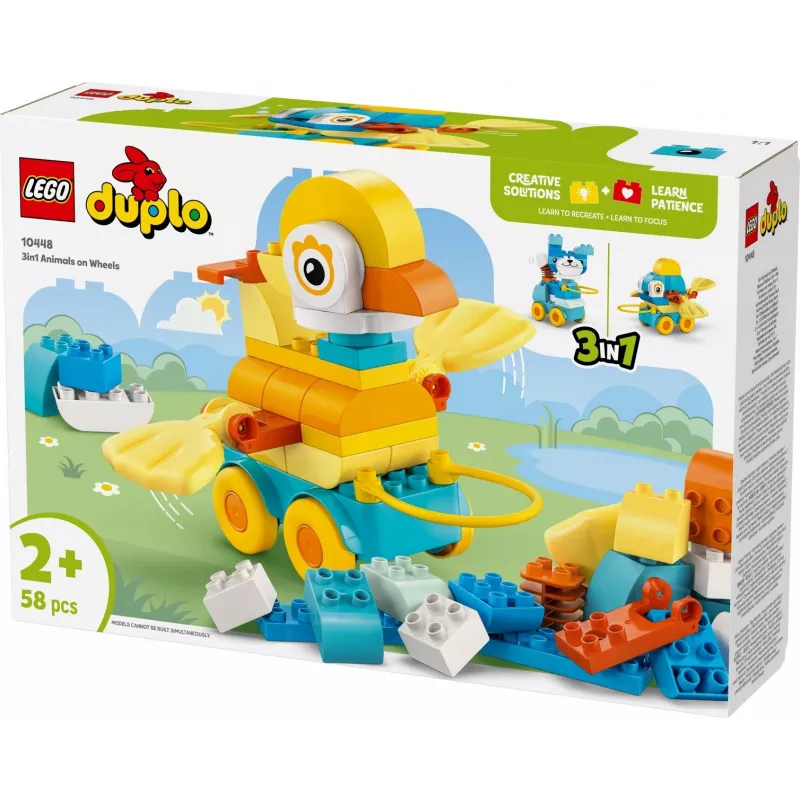 Toy set LEGO DUPLO 3-in-1 Animals on Wheels 10448 — DUPLO build-and-play animals, 58 pieces, age 2+