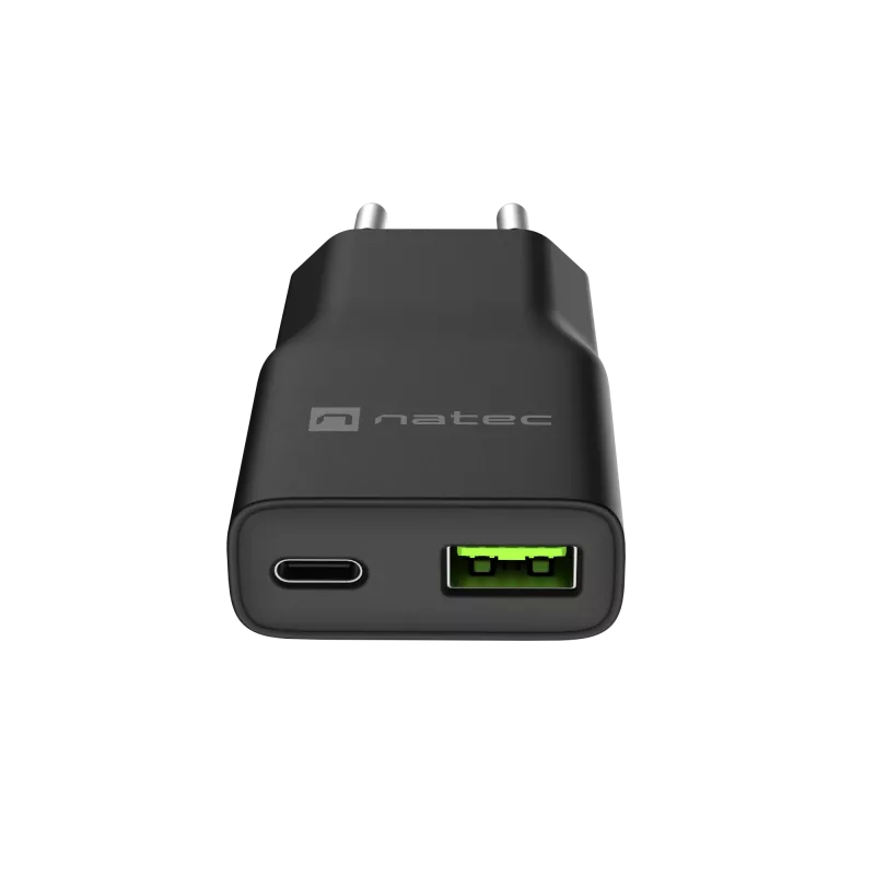 Power adapter NATEC Ribera NUC-2377 — 1×USB-A, 1×USB-C, 3 A output