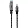 Ethernet-Cable USB-A 3.2 Gen1 Plug > RJ-45 Plug, LAN-Adapter black/Silver, 3 Meter, braided textile jacket