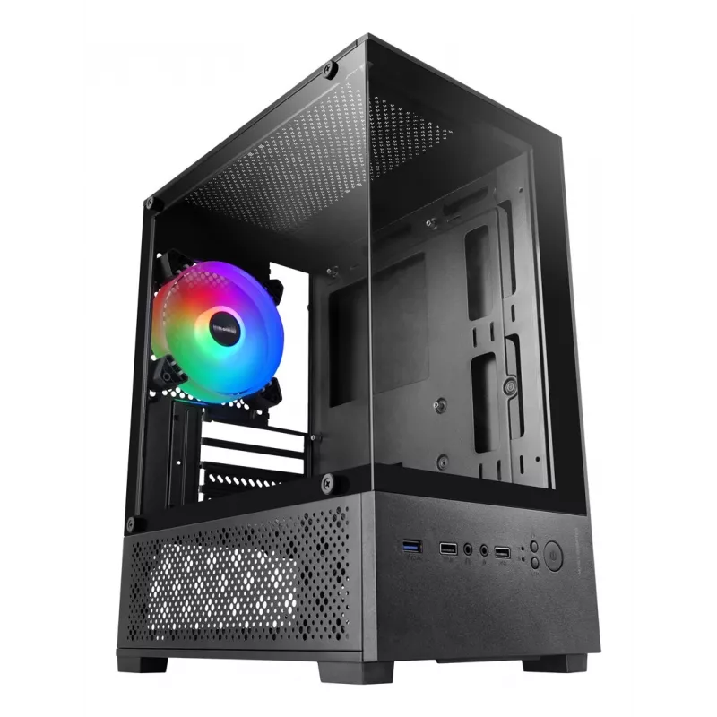 Mini Tower PC case TACENS Mars Gaming MC-SE2 — Mini-ITX / Micro-ATX, black, side window, bottom PSU, supports 2x2.5 inch + 1x3.5 inch