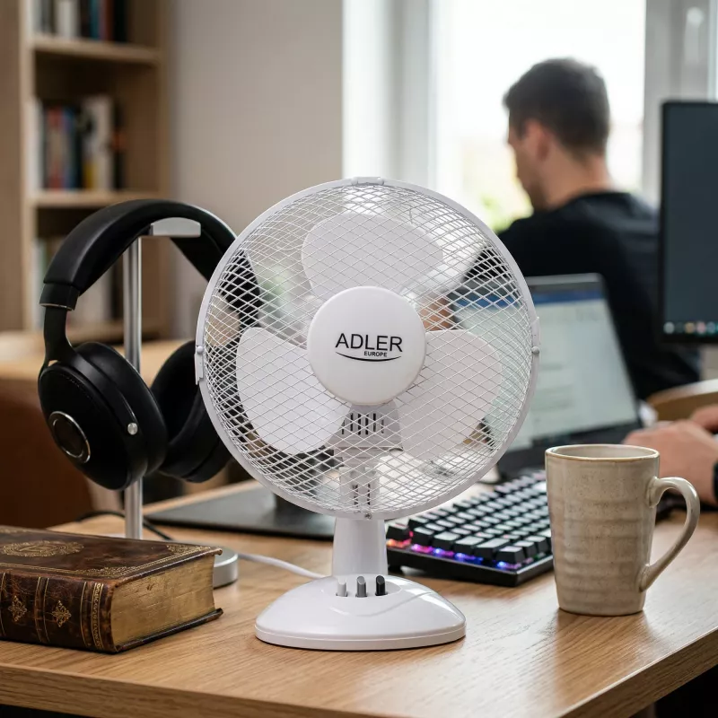 Adler | AD 7302 | Desk Fan | White | Diameter 23 cm | Number of speeds 2 | Oscillation | 60 W | No