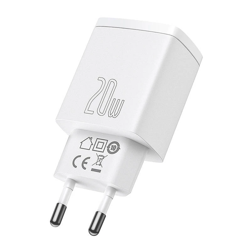 Wall charger Baseus Compact 1x USB-A + 1x USB-C 3A, compact travel adapter