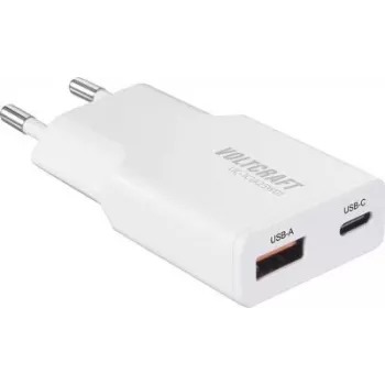 Voltcraft UC-1C1A25W01 USB Charger 1x USB-A USB-C Fast Charge PD 3.0 White (VC-17010775)