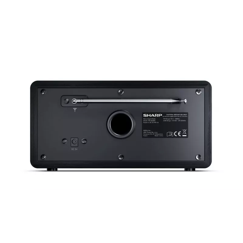 Sharp DR-450 Digital Radio - Black, Personal, Digital, DAB, DAB+, FM, 87.5 - 108 MHz, 174.928 - 239.2 MHz, 3 W
