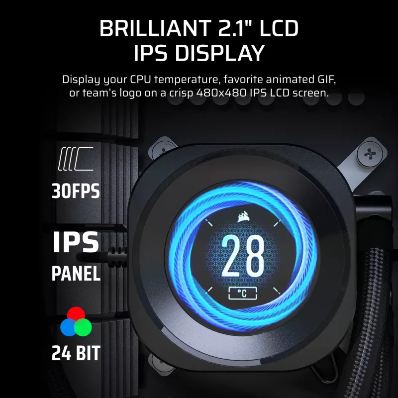 All-in-one liquid cooler Corsair Nautilus 240 RS LCD 12 cm Black