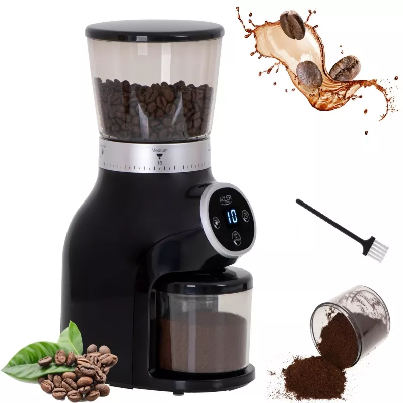 professional coffee grinder, steel burrs, 31 grind settings, Café 90g/m, Adler, AD4450, 300, Black