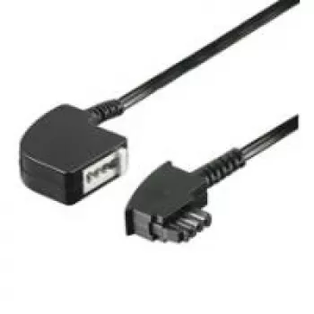Wentronic Goobay TAE-F Extension 4-pin, Black, 3 m - TAE-F-Plug to TAE-F-Socket (50242)
