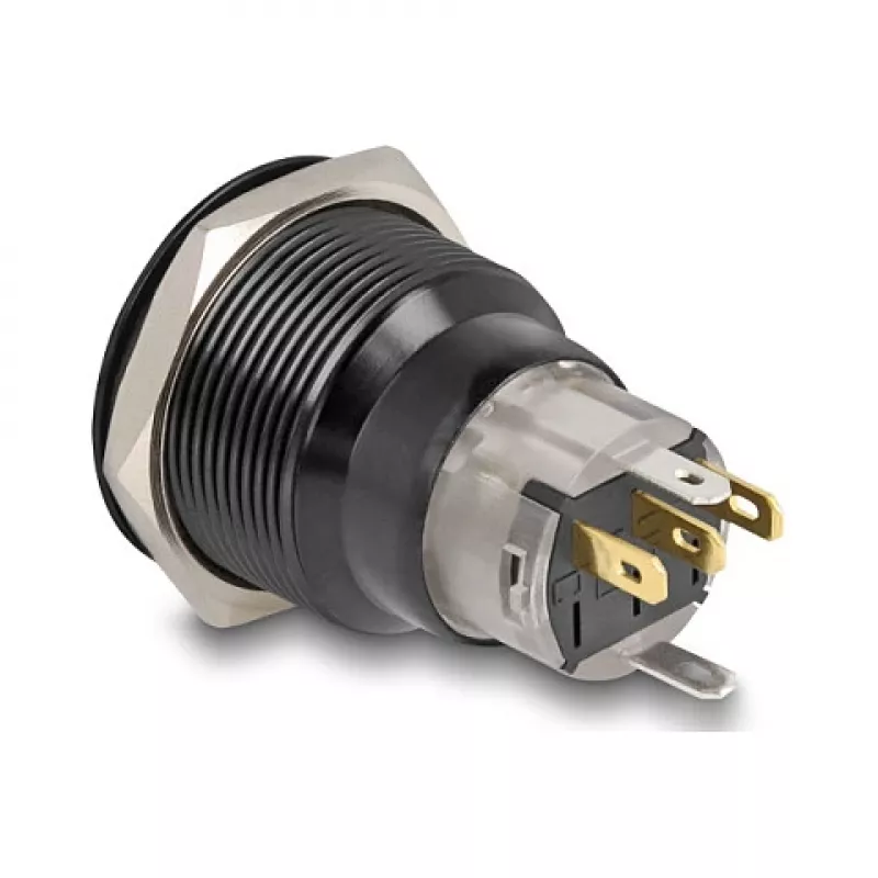 Panel Push Button Switch DELOCK 22015 22 mm, 12 V, 5 solder terminals