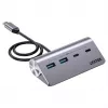 USB hub Unitek H1337AGY01 — 4-port (2×USB-C, 2×USB-A), up to 5 Gbps per port, aluminium, silver