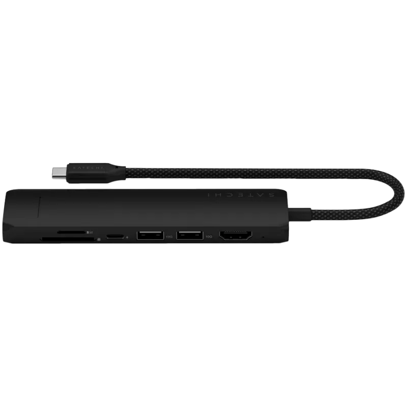 Satechi 7-w-1 USB-C Slim Multiport Adapter Ethernet (USB-C PD, 2x USB-A, HDMI 4K, Ethernet, czytnik kart micro/SD) (Black)