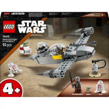 LEGO Star Wars set 75410 N-1 Starfighter model with 92 pieces, minifigures Mando and Grogu