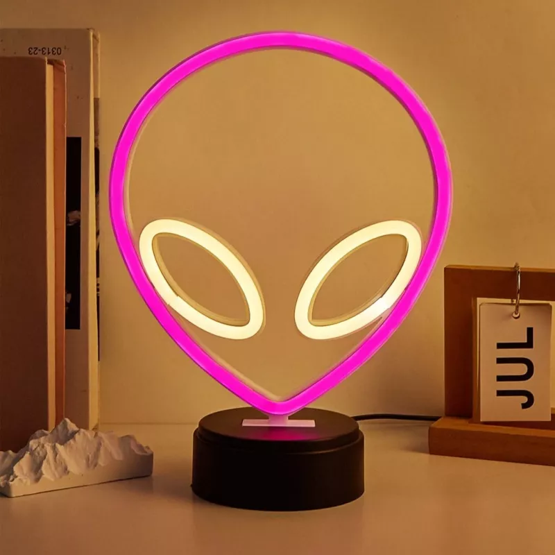 Table lamp MANTA SNL86PK Style Neon Lights UFO Pink – decorative neon-style pink lamp