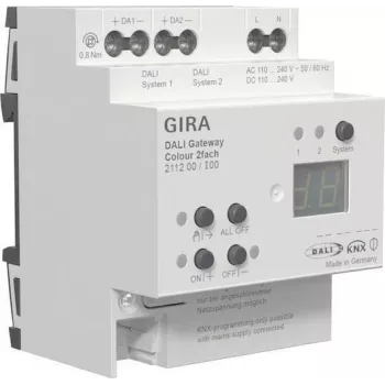 gira DALI Gateway Colour 2f REG KNX Secure – DIN‑rail gateway for DALI lighting control (model 211200)