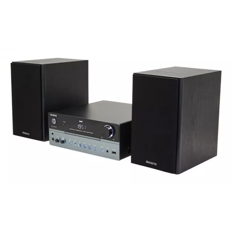 Home audio micro system Aiwa MSBTU-700DAB — 25W RMS, DAB+/FM, Bluetooth 10m, tray CD, LED display, Black/Arctic blue