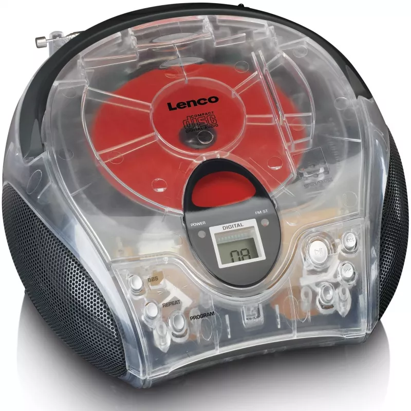 Portable radio CD player Lenco SCD-24TR — FM, 4W output, LCD, telescopic antenna, AC/DC, 6×C batteries