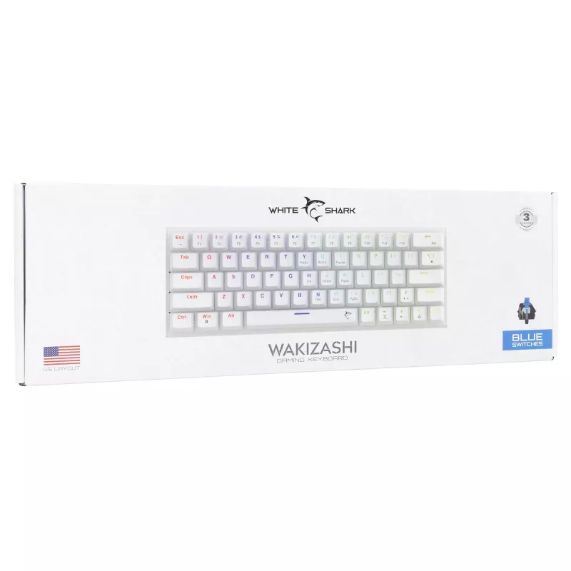 Mechanical gaming keyboard White Shark Wakizashi WAKIZASHI-2-US-W-BLUE — US layout, blue switches