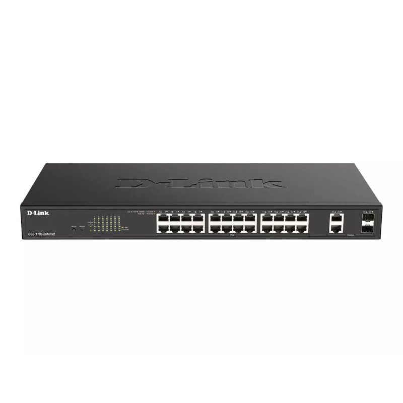 D-Link DGS-1100-26MPV2/E network switch Managed L2 Gigabit Ethernet (10/100/1000) Power over Ethernet (PoE) Black